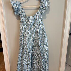 The Daphne Dress - Blue Basketweave Vine  / XXL